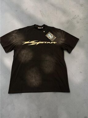 G-Star Raw Black Short-Sleeve Tee with Metallic Gold Logo